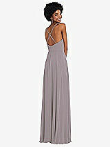 Rear View Thumbnail - Cashmere Gray Faux Wrap Criss Cross Back Maxi Dress with Adjustable Straps