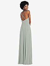 Rear View Thumbnail - Willow Green Faux Wrap Criss Cross Back Maxi Dress with Adjustable Straps