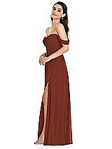 Side View Thumbnail - Auburn Moon Off-the-Shoulder Draped Sleeve Maxi Dress with Front Slit