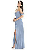 Side View Thumbnail - Cloudy Off-the-Shoulder Draped Sleeve Maxi Dress with Front Slit