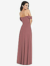 Rear View Thumbnail - Rosewood Off-the-Shoulder Draped Sleeve Maxi Dress with Front Slit