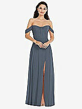 Front View Thumbnail - Silverstone Off-the-Shoulder Draped Sleeve Maxi Dress with Front Slit