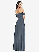 Rear View Thumbnail - Silverstone Off-the-Shoulder Draped Sleeve Maxi Dress with Front Slit