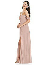 Side View Thumbnail - Toasted Sugar Off-the-Shoulder Draped Sleeve Maxi Dress with Front Slit