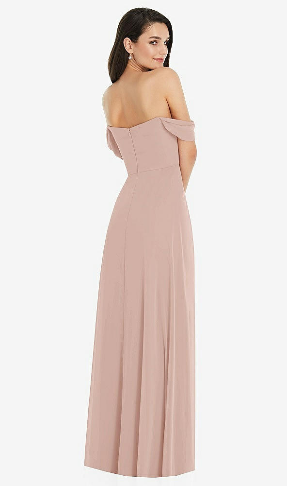 Back View - Toasted Sugar Off-the-Shoulder Draped Sleeve Maxi Dress with Front Slit