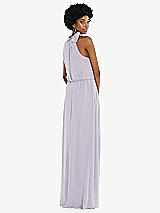 Rear View Thumbnail - Moondance Scarf Tie High Neck Blouson Bodice Maxi Dress with Front Slit