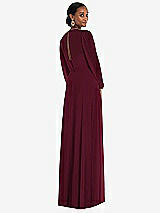 Rear View Thumbnail - Cabernet Strapless Chiffon Maxi Dress with Puff Sleeve Blouson Overlay 