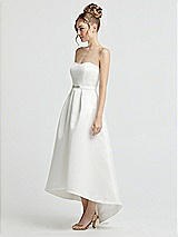 Side View Thumbnail - Off White Sweetheart Strapless High Low Wedding Dress with Beaded Belt