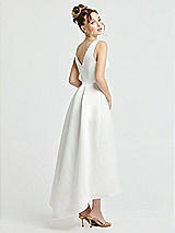 Alt View 3 Thumbnail - Off White Deep V-Neck High Low Satin Wedding Dress with Pockets