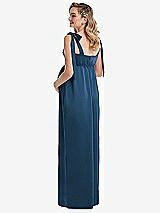 Rear View Thumbnail - Dusk Blue Flat Tie-Shoulder Empire Waist Maternity Dress