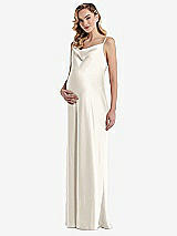 Front View Thumbnail - Ivory Cowl-Neck Tie-Strap Maternity Slip Dress