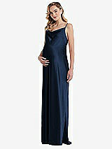 Front View Thumbnail - Midnight Navy Cowl-Neck Tie-Strap Maternity Slip Dress