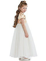 Side View Thumbnail - Rose Gold Puff Sleeve Sequin and Tulle Flower Girl Dress