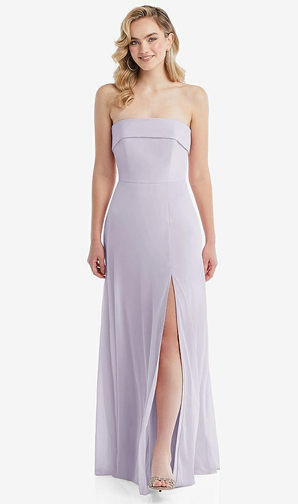 Front View - Moondance Cuffed Strapless Maxi Dress with Front Slit