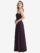 Side View Thumbnail - Aubergine Cuffed Strapless Maxi Dress with Front Slit