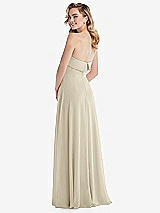 Rear View Thumbnail - Champagne Cuffed Strapless Maxi Dress with Front Slit