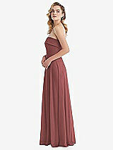 Side View Thumbnail - English Rose Cuffed Strapless Maxi Dress with Front Slit