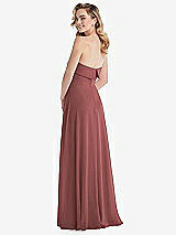 Rear View Thumbnail - English Rose Cuffed Strapless Maxi Dress with Front Slit