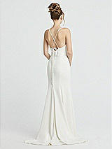 Rear View Thumbnail - Ivory Cowl-Neck Convertible Strap Mermaid Wedding Dress