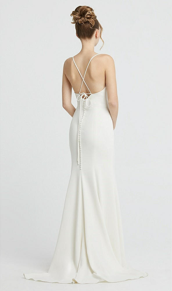 Back View - Ivory Cowl-Neck Convertible Strap Mermaid Wedding Dress