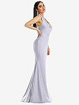 Side View Thumbnail - Silver Dove Plunge Neckline Cutout Low Back Stretch Satin Mermaid Dress