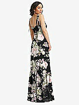 Rear View Thumbnail - Noir Garden Tie-Shoulder Bustier Bodice Ruffle-Hem Maxi Dress