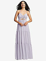 Front View Thumbnail - Moondance Drawstring Bodice Gathered Tie Open-Back Maxi Dress with Tiered Skirt