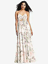 Alt View 2 Thumbnail - Blush Garden Drawstring Bodice Gathered Tie Open-Back Maxi Dress with Tiered Skirt