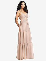 Side View Thumbnail - Cameo Drawstring Bodice Gathered Tie Open-Back Maxi Dress with Tiered Skirt