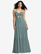 Alt View 2 Thumbnail - Icelandic Drawstring Bodice Gathered Tie Open-Back Maxi Dress with Tiered Skirt