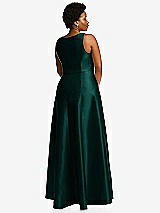 Alt View 3 Thumbnail - Evergreen Boned Corset Closed-Back Satin Gown with Full Skirt and Pockets