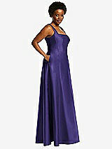 Alt View 2 Thumbnail - Grape Boned Corset Closed-Back Satin Gown with Full Skirt and Pockets