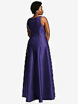 Alt View 3 Thumbnail - Grape Boned Corset Closed-Back Satin Gown with Full Skirt and Pockets