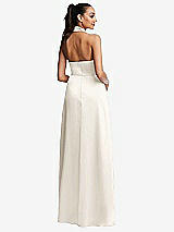 Rear View Thumbnail - Ivory Shawl Collar Open-Back Halter Maxi Dress with Pockets