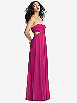Alt View 1 Thumbnail - Think Pink Strapless Empire Waist Cutout Maxi Dress with Covered Button Detail