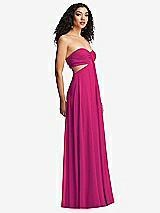 Alt View 3 Thumbnail - Think Pink Strapless Empire Waist Cutout Maxi Dress with Covered Button Detail