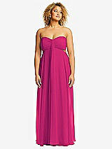 Front View Thumbnail - Think Pink Strapless Empire Waist Cutout Maxi Dress with Covered Button Detail
