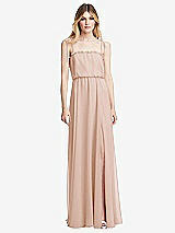 Front View Thumbnail - Cameo Skinny Tie-Shoulder Ruffle-Trimmed Blouson Maxi Dress