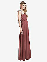 Side View Thumbnail - English Rose Skinny Tie-Shoulder Ruffle-Trimmed Blouson Maxi Dress