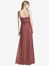 Rear View Thumbnail - English Rose Skinny Tie-Shoulder Ruffle-Trimmed Blouson Maxi Dress