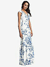 Side View Thumbnail - Cottage Rose Dusk Blue Tiered Ruffle Plunge Neck Open-Back Maxi Dress with Deep Ruffle Skirt