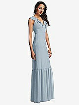 Side View Thumbnail - Mist Tiered Ruffle Plunge Neck Open-Back Maxi Dress with Deep Ruffle Skirt