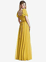 Rear View Thumbnail - Marigold Regency Empire Waist Puff Sleeve Chiffon Maxi Dress