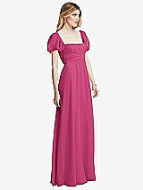 Side View Thumbnail - Tea Rose Regency Empire Waist Puff Sleeve Chiffon Maxi Dress