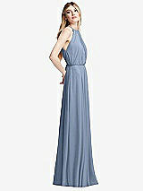 Side View Thumbnail - Cloudy Illusion Back Halter Maxi Dress with Covered Button Detail