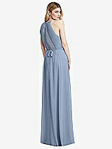Rear View Thumbnail - Cloudy Illusion Back Halter Maxi Dress with Covered Button Detail