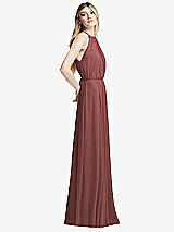 Side View Thumbnail - English Rose Illusion Back Halter Maxi Dress with Covered Button Detail