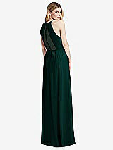 Rear View Thumbnail - Evergreen Illusion Back Halter Maxi Dress with Covered Button Detail