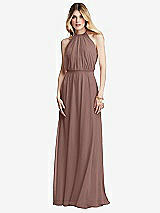 Front View Thumbnail - Sienna Illusion Back Halter Maxi Dress with Covered Button Detail