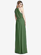 Rear View Thumbnail - Vineyard Green Illusion Back Halter Maxi Dress with Covered Button Detail
